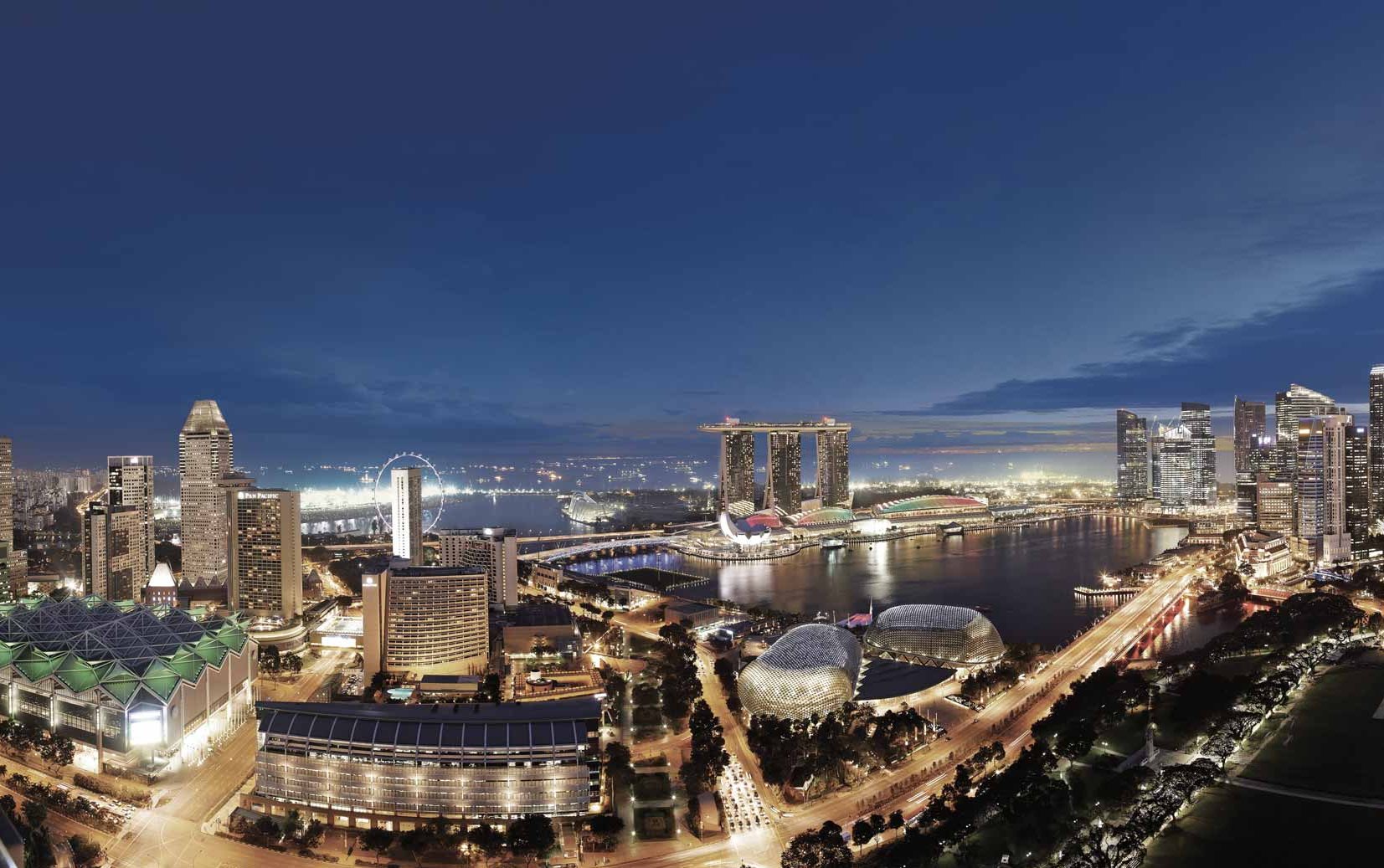 Singapore skyline at night